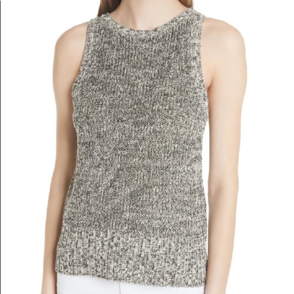 Theory Gray Cable Wool Paper Blend Knit Tank Cami $228